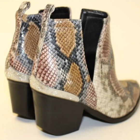 JEFFREY CAMPBELL Cromwell Snakeprint Leather Heeled Ankle Boots Size 8. EUC - Picture 7 of 16